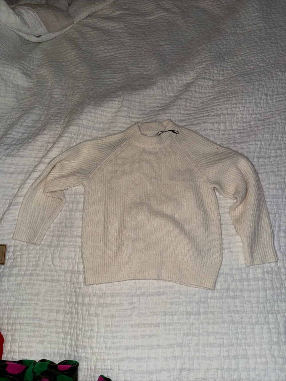 Zara Cream Ribbed Mock Neck Sweater - Kids